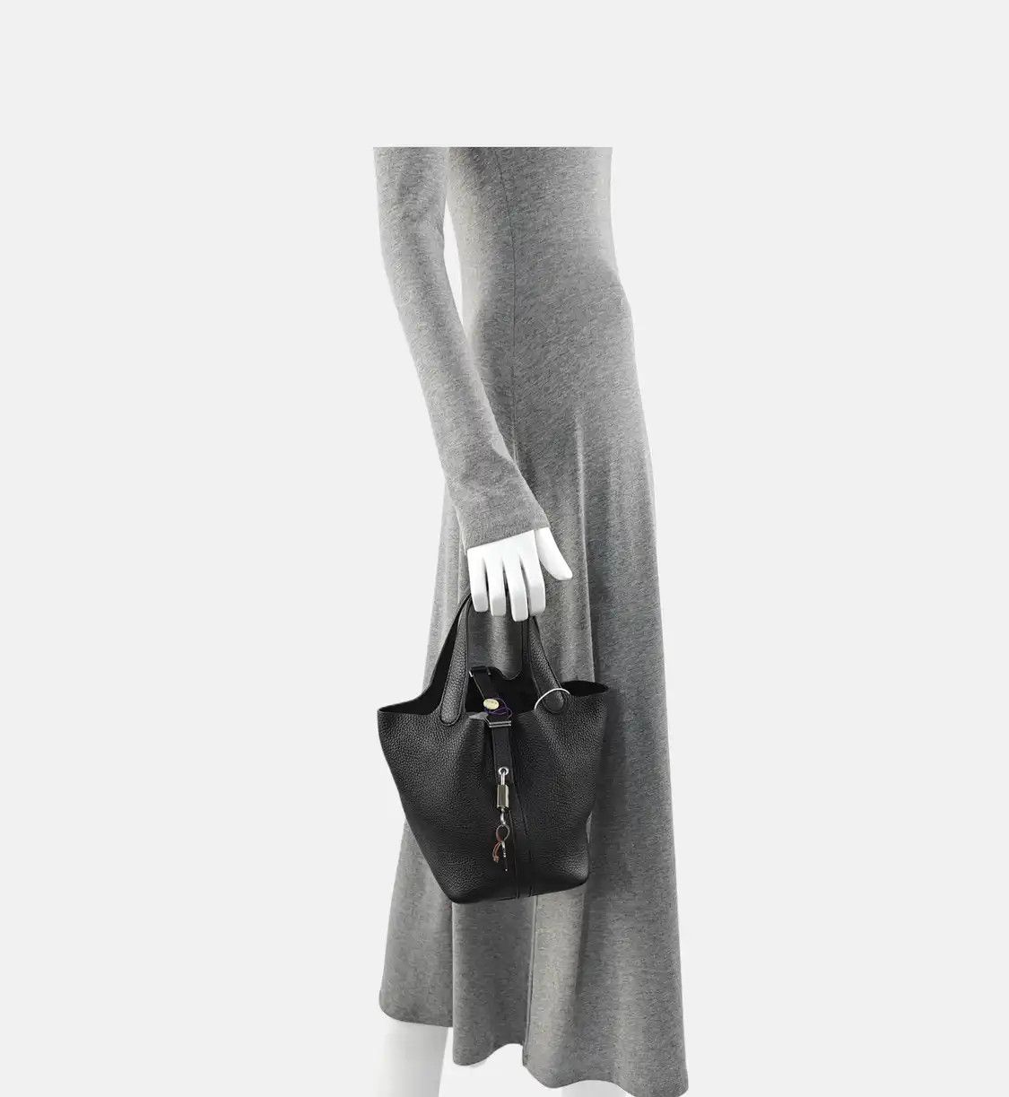 Hermes Hermes Picotin Lock 18 black Clemence cowhide leather picotin handbag silver har Size ONE SIZE - 2 Thumbnail