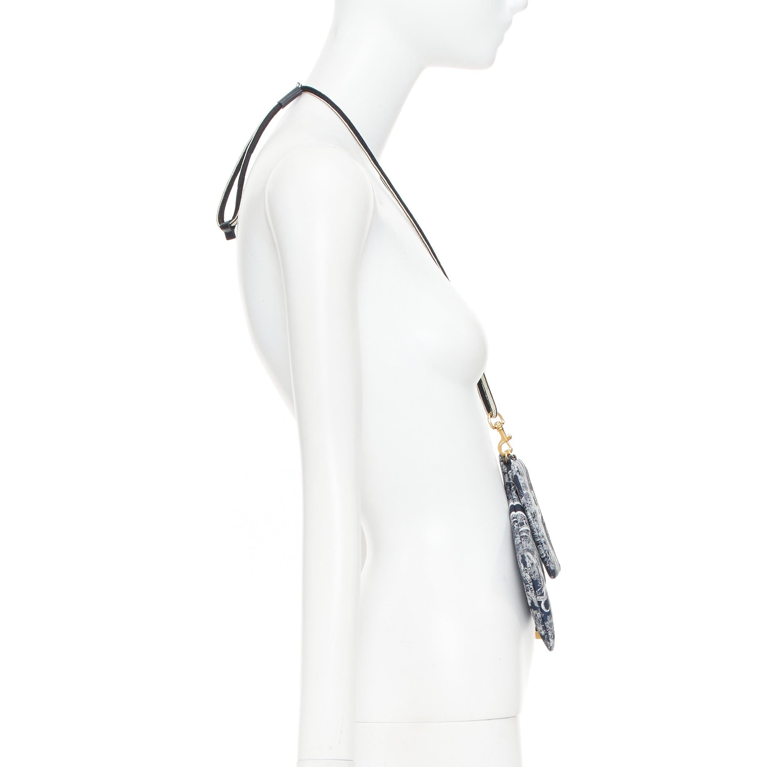 Dior CHRISTIAN DIOR 2021 DiorTravel navy blue white Toile de Jouy technical neck pouch bag Size ONE SIZE - 3 Thumbnail