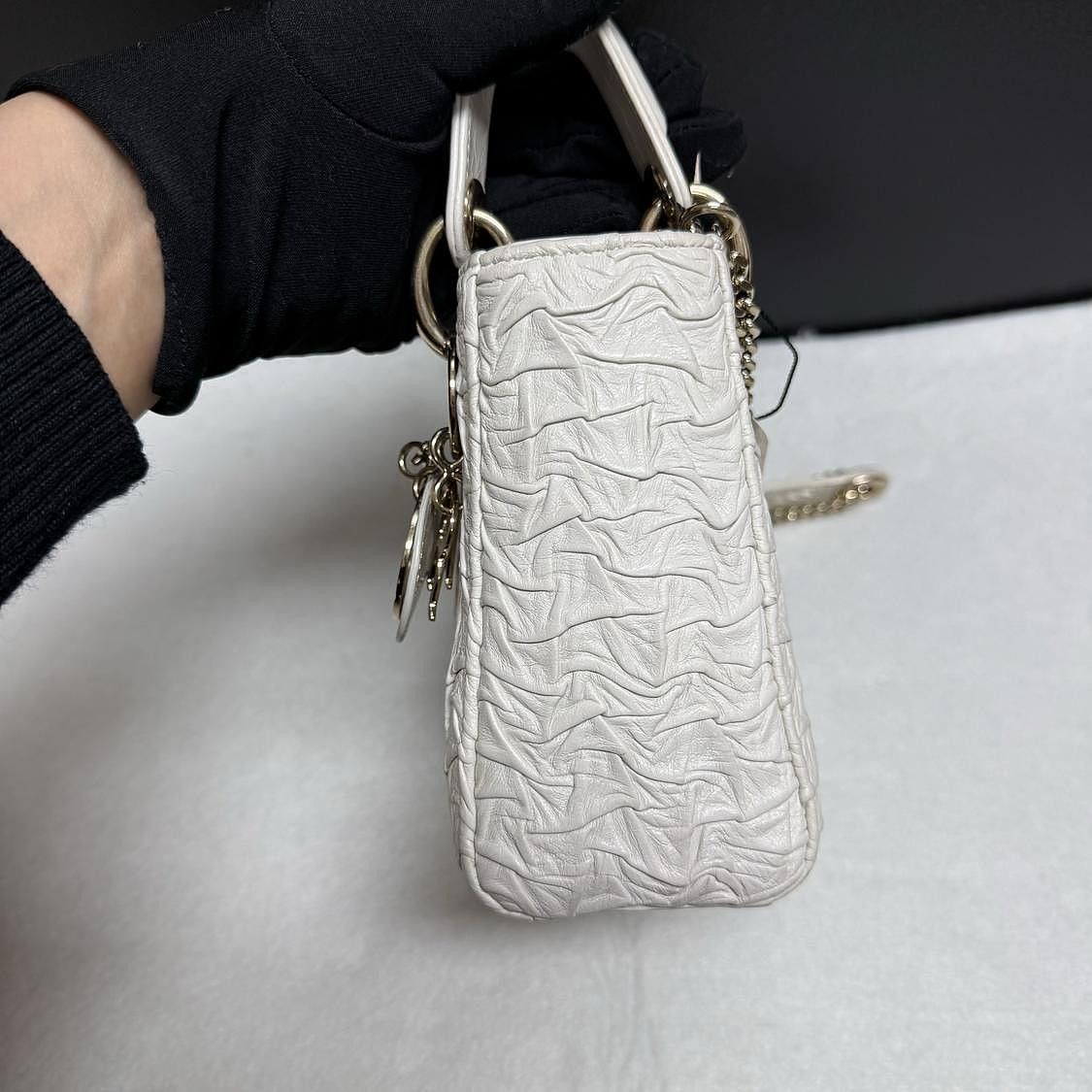 Dior Dior Lady Dior Crinkled Leather Mini Handle Bag Size ONE SIZE - 3 Thumbnail