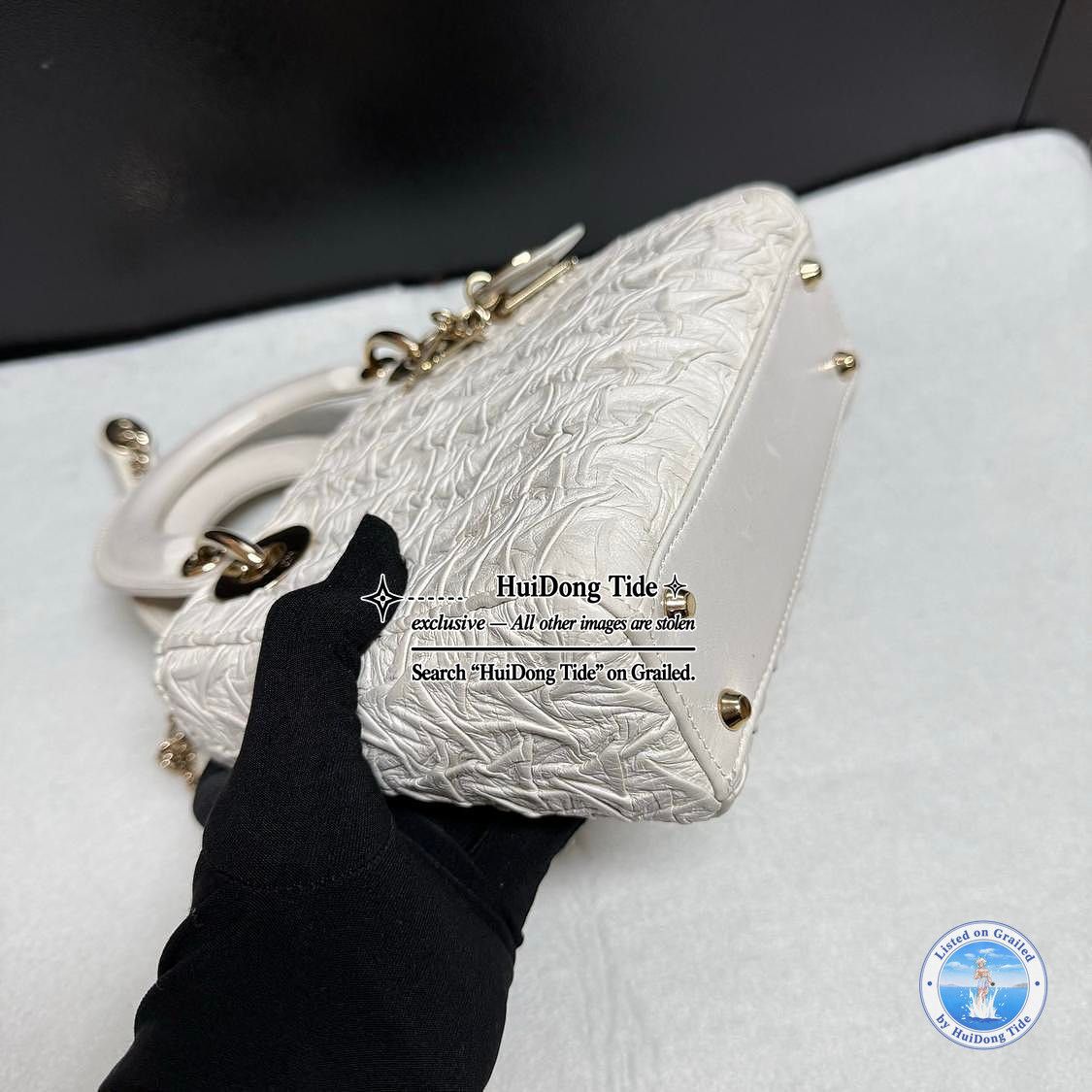 Dior Dior Lady Dior Crinkled Leather Mini Handle Bag Size ONE SIZE - 7 Thumbnail
