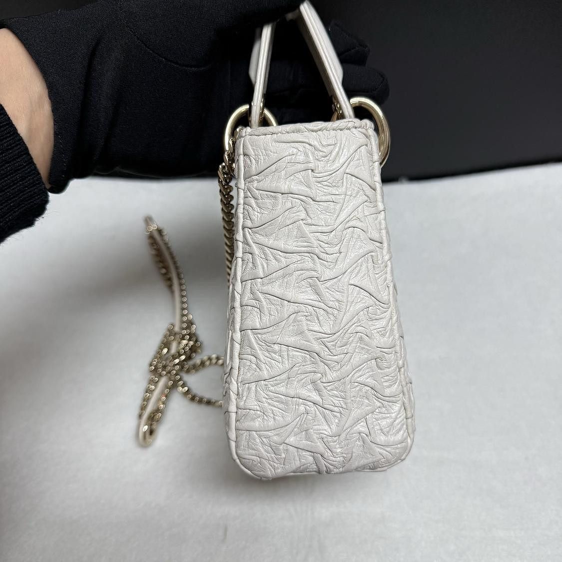 Dior Dior Lady Dior Crinkled Leather Mini Handle Bag Size ONE SIZE - 4 Thumbnail