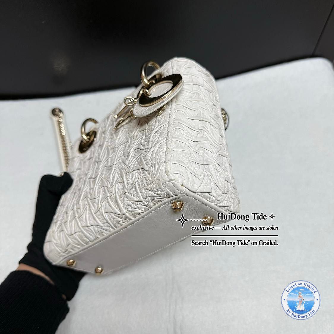 Dior Dior Lady Dior Crinkled Leather Mini Handle Bag Size ONE SIZE - 9 Thumbnail