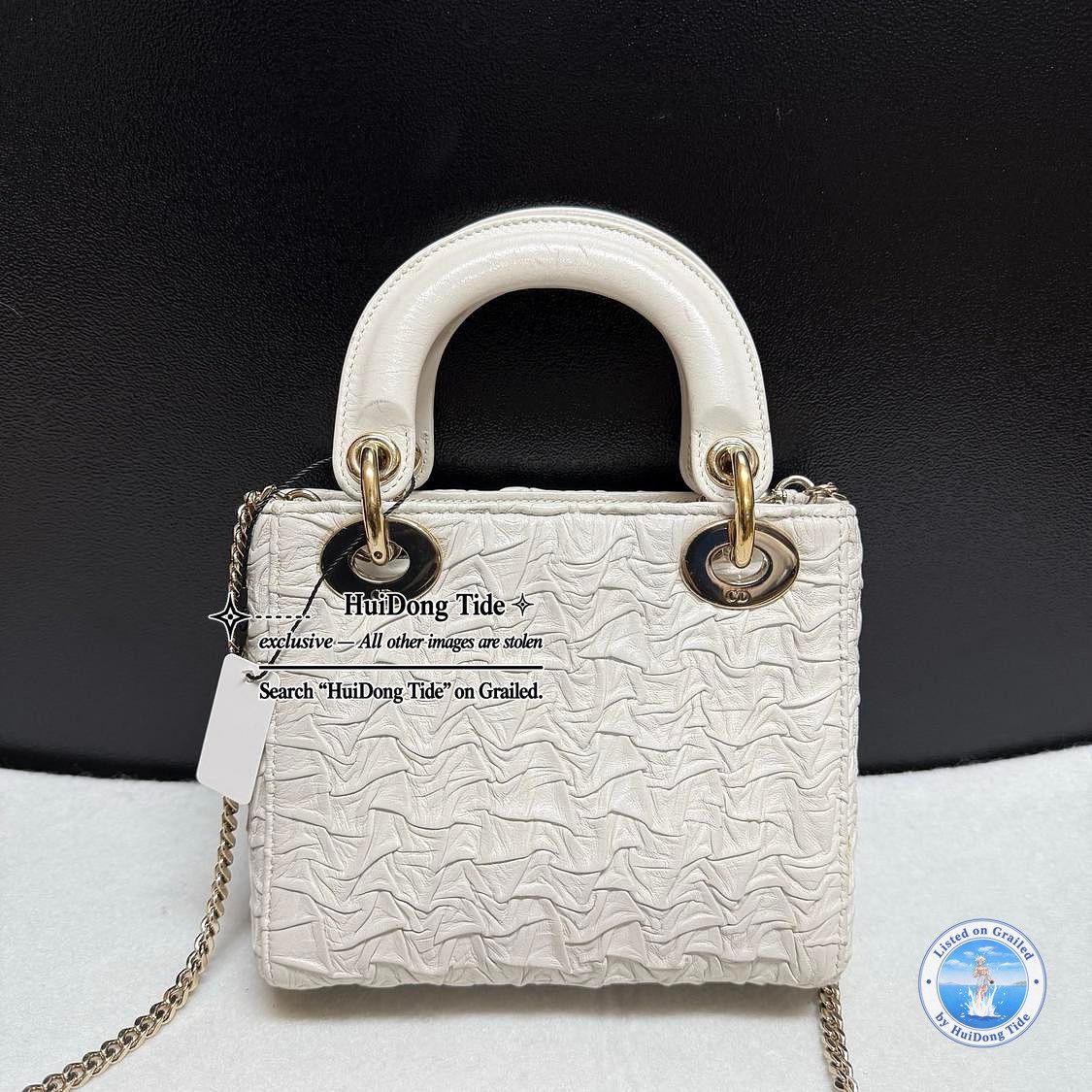 Dior Dior Lady Dior Crinkled Leather Mini Handle Bag Size ONE SIZE - 2 Thumbnail