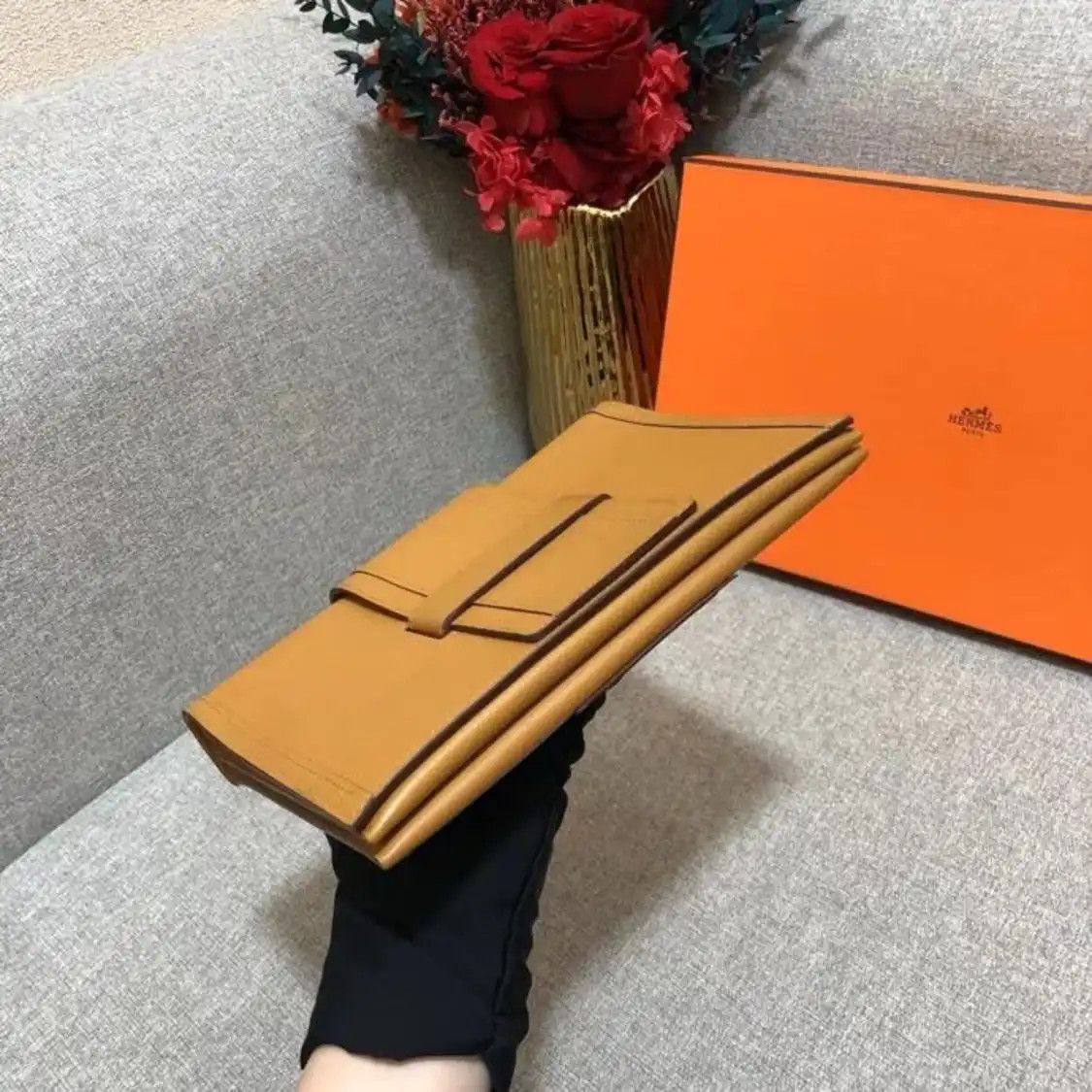 Hermes Hermes H Passant Small linen brown Evercolor cowhide leather crossbody bag silve Size ONE SIZE - 4 Thumbnail