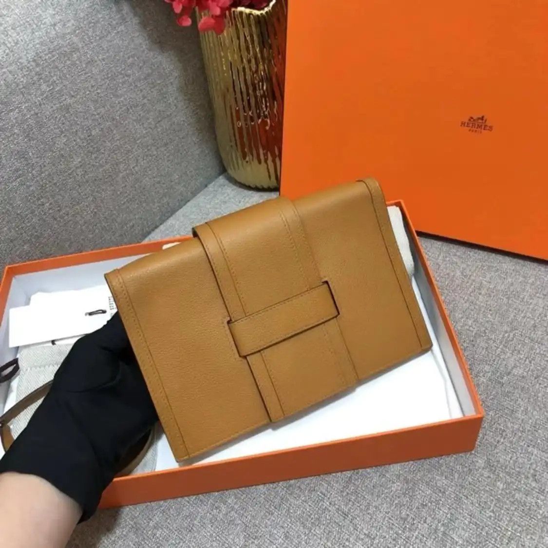 Hermes Hermes H Passant Small linen brown Evercolor cowhide leather crossbody bag silve Size ONE SIZE - 2 Thumbnail
