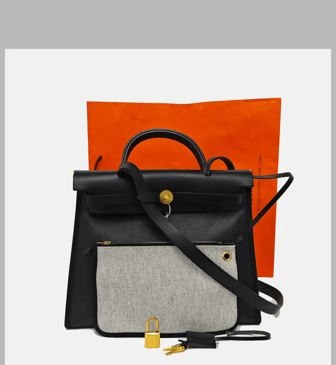 Hermes Hermes Herbag 31 black coated canvas shoulder bag gold hardware Z sub-pocket Size ONE SIZE - 8 Thumbnail