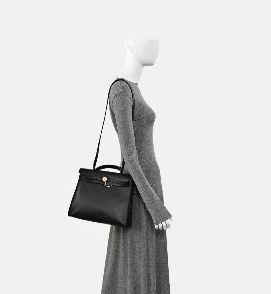 Hermes Hermes Herbag 31 black coated canvas shoulder bag gold hardware Z sub-pocket Size ONE SIZE - 2 Thumbnail