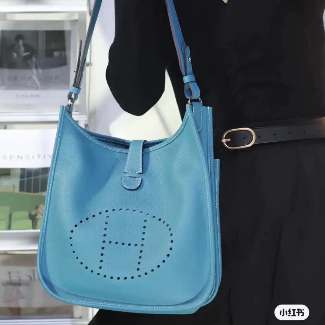 Hermes Hermes Evelyne PM blue Clemence cowhide leather Evelyne shoulder bag silver hard Size ONE SIZE - 8 Thumbnail