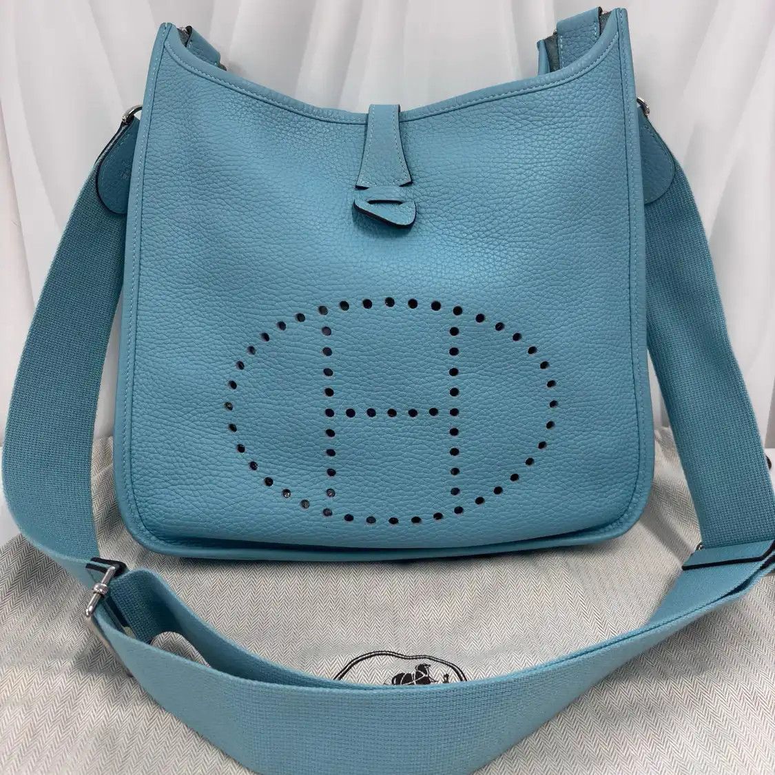 Hermes Hermes Evelyne PM blue Clemence cowhide leather Evelyne shoulder bag silver hard Size ONE SIZE - 2 Thumbnail
