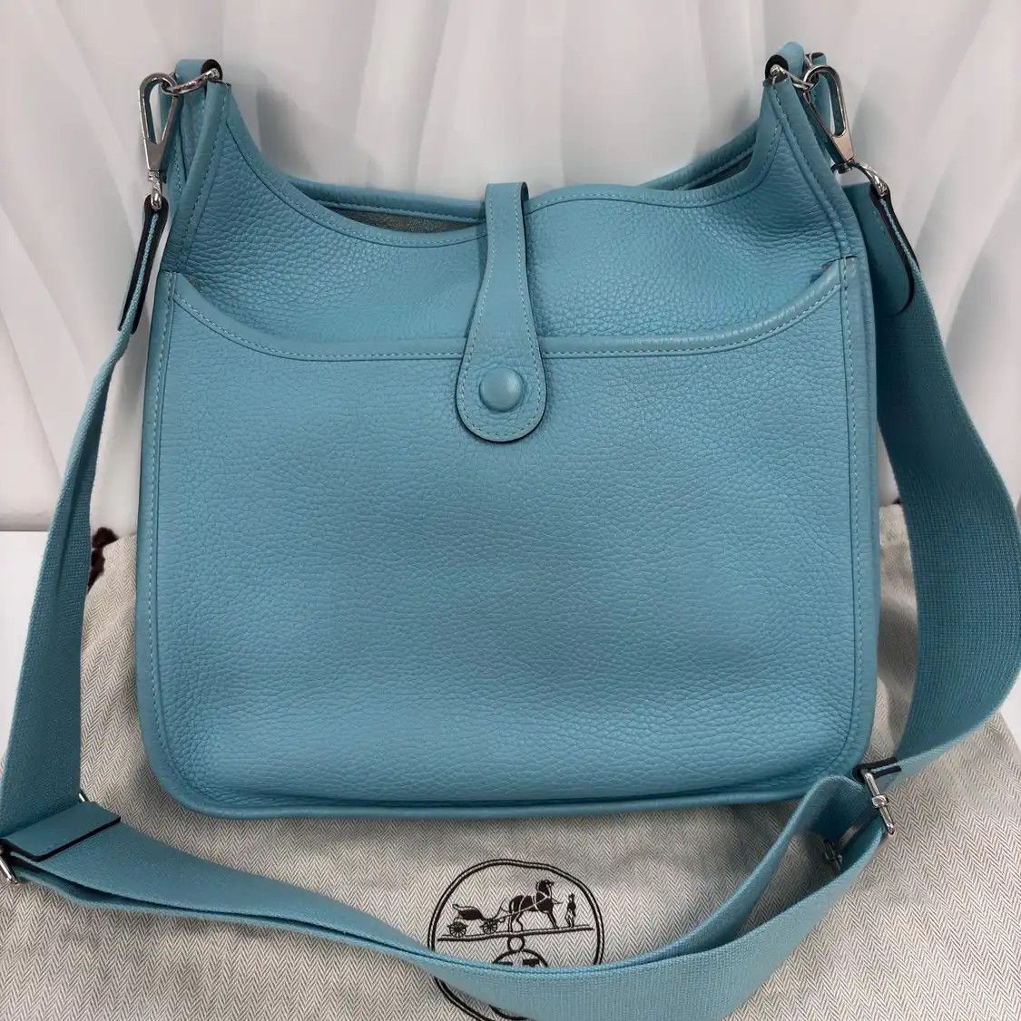 Hermes Hermes Evelyne PM blue Clemence cowhide leather Evelyne shoulder bag silver hard Size ONE SIZE - 10 Thumbnail