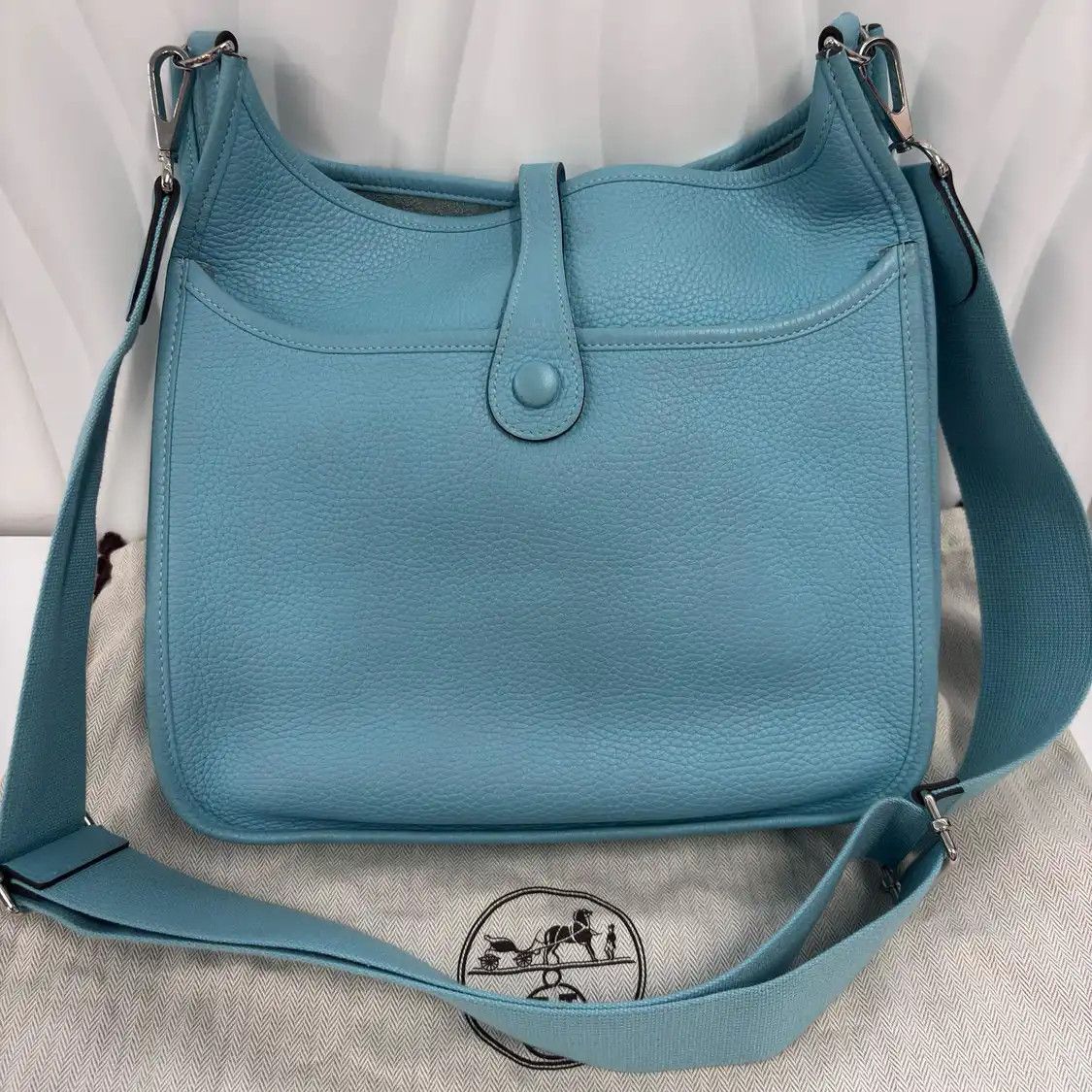 Hermes Hermes Evelyne PM blue Clemence cowhide leather Evelyne shoulder bag silver hard Size ONE SIZE - 3 Thumbnail