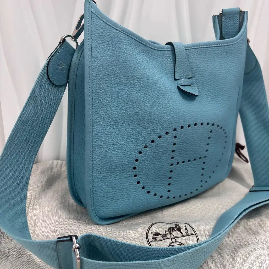 Hermes Hermes Evelyne PM blue Clemence cowhide leather Evelyne shoulder bag silver hard Size ONE SIZE - 4 Thumbnail