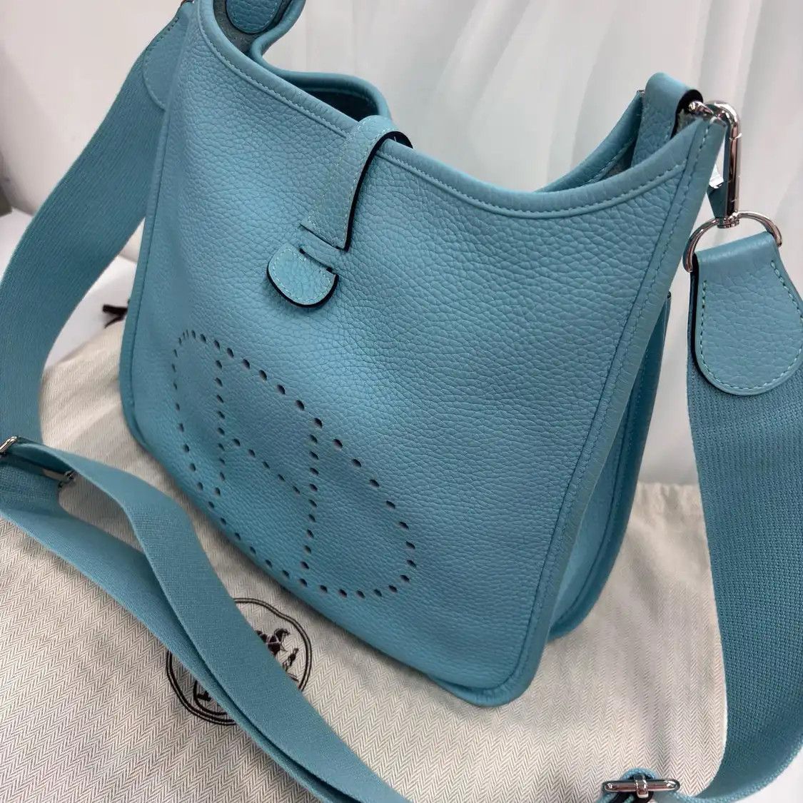 Hermes Hermes Evelyne PM blue Clemence cowhide leather Evelyne shoulder bag silver hard Size ONE SIZE - 6 Thumbnail