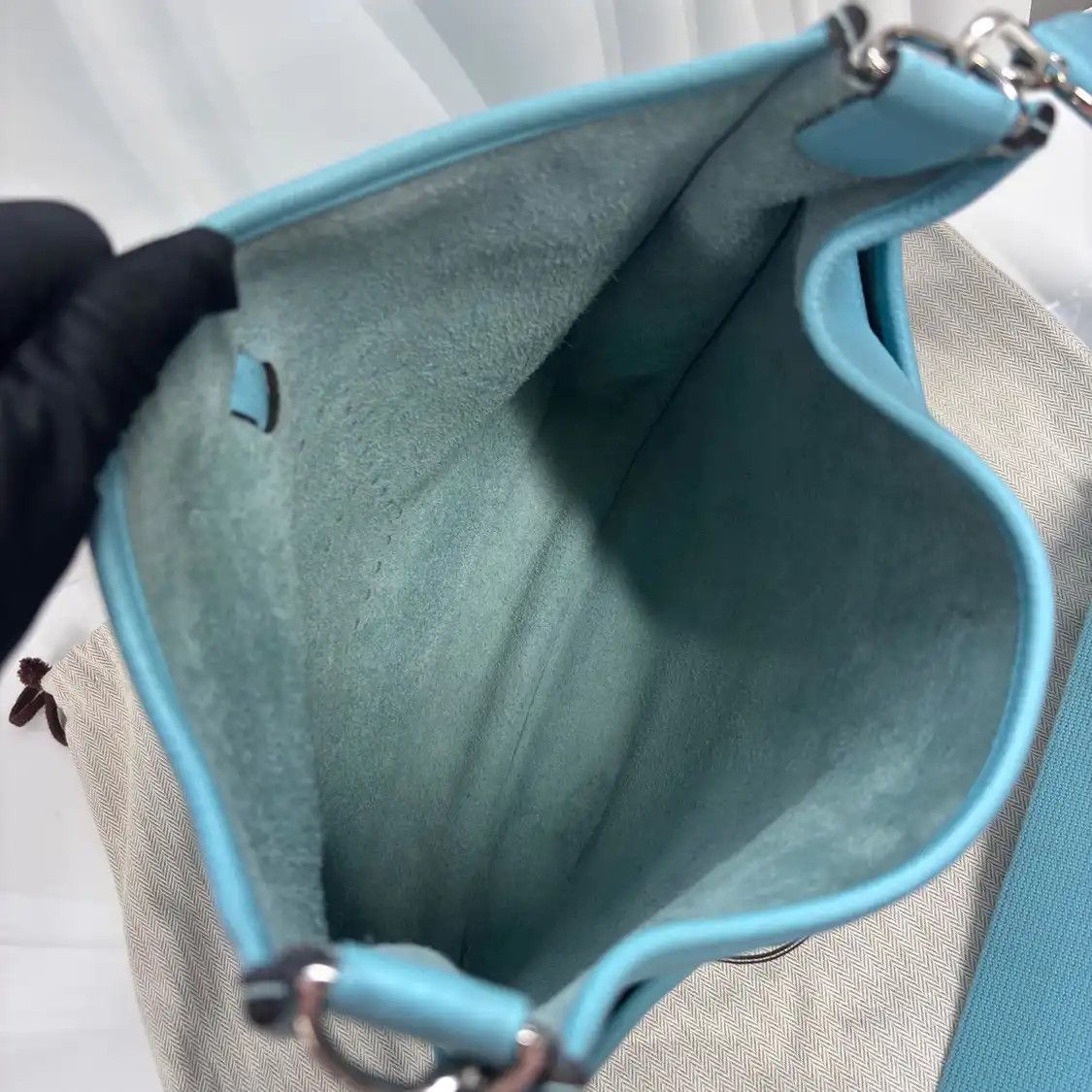Hermes Hermes Evelyne PM blue Clemence cowhide leather Evelyne shoulder bag silver hard Size ONE SIZE - 7 Thumbnail