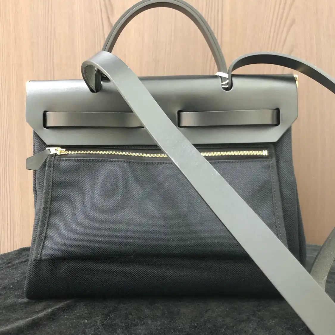 Hermes Hermes Herbag 31 navy blue canvas handbag silver hardware U Size ONE SIZE - 4 Thumbnail