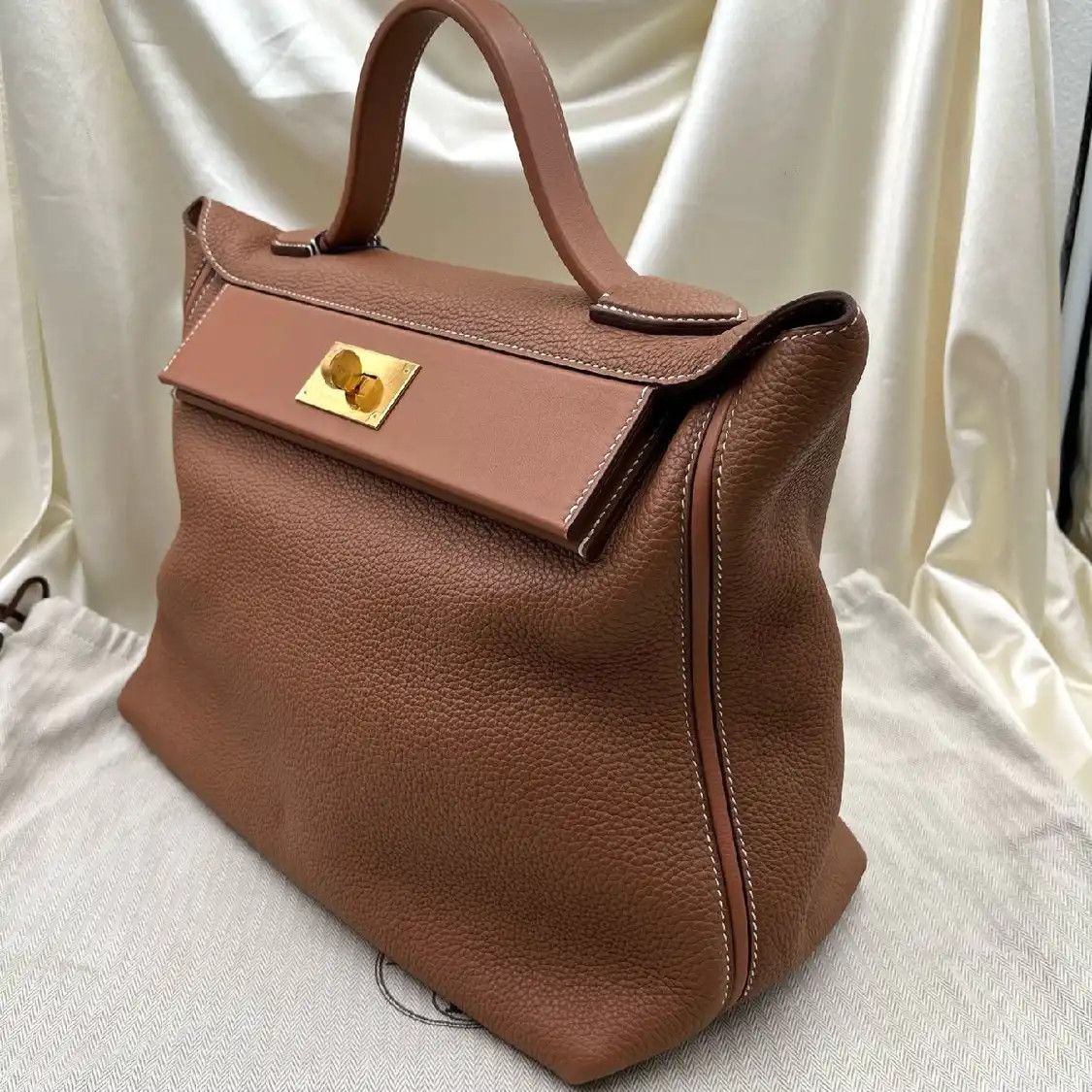 Hermes Hermes 24 35 brown cowhide leather handbag gold hardware Y Size ONE SIZE - 6 Thumbnail