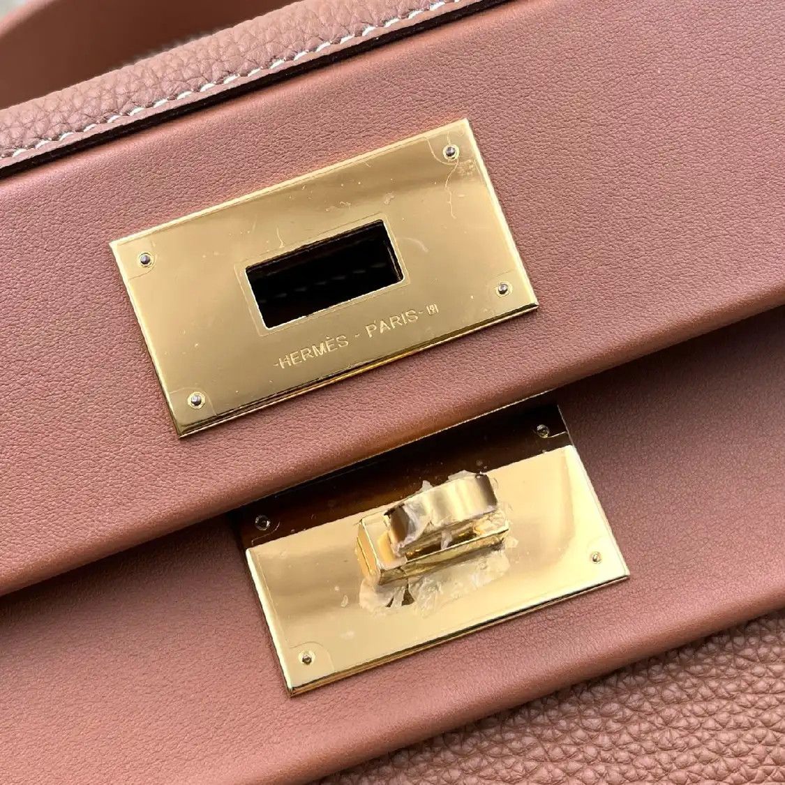 Hermes Hermes 24 35 brown cowhide leather handbag gold hardware Y Size ONE SIZE - 7 Thumbnail