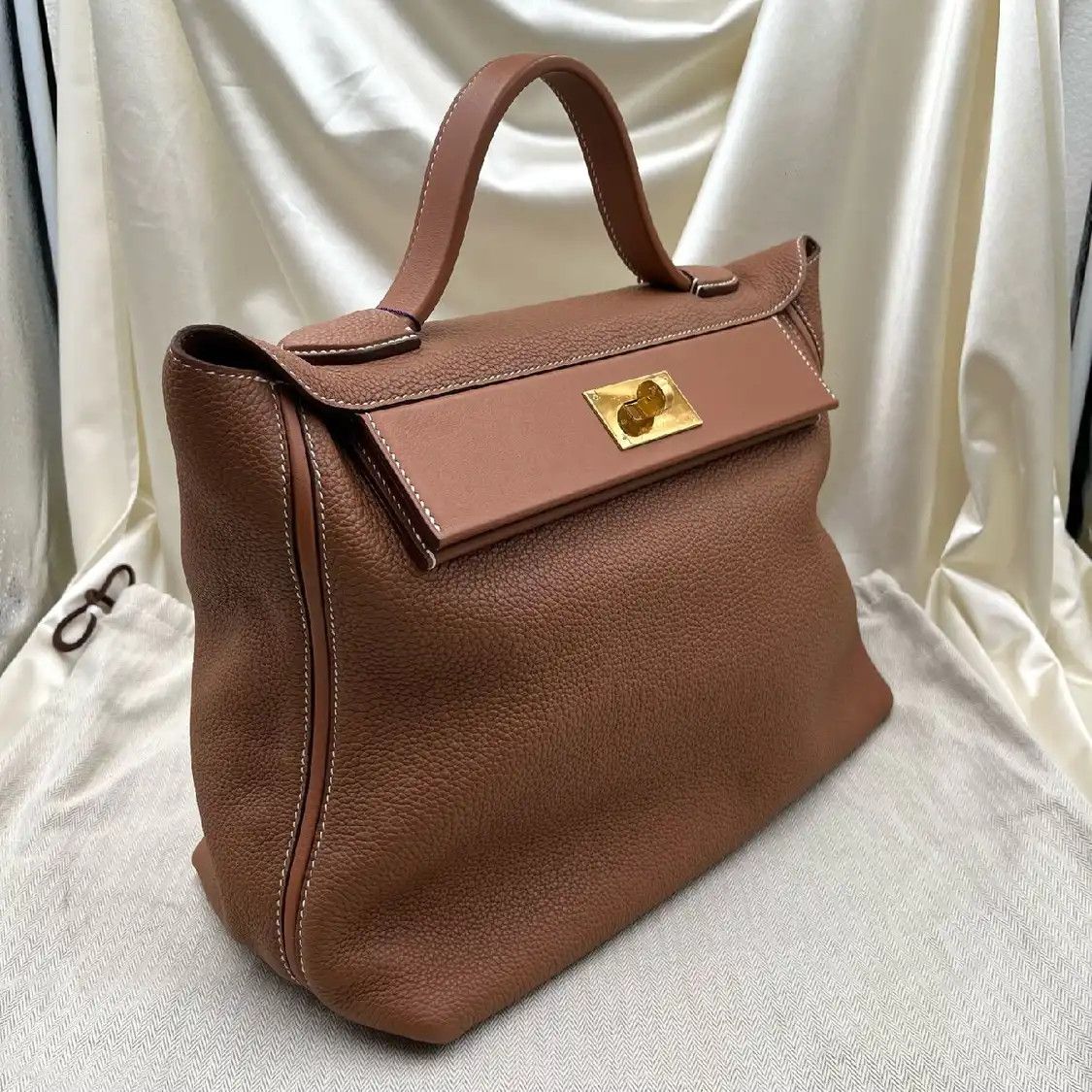 Hermes Hermes 24 35 brown cowhide leather handbag gold hardware Y Size ONE SIZE - 5 Thumbnail