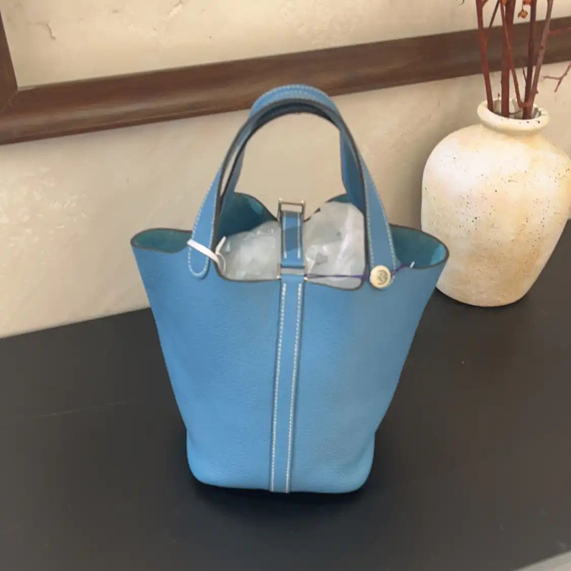 Hermes Hermes Picotin Lock 18 new denim blue Clemence cowhide leather picotin handbag s Size ONE SIZE - 2 Thumbnail