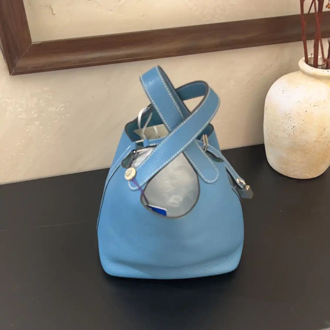 Hermes Hermes Picotin Lock 18 new denim blue Clemence cowhide leather picotin handbag s Size ONE SIZE - 3 Thumbnail