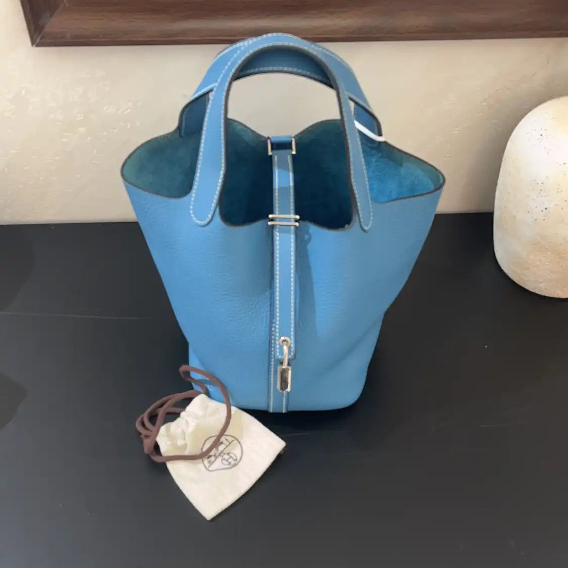Hermes Hermes Picotin Lock 18 new denim blue Clemence cowhide leather picotin handbag s Size ONE SIZE - 7 Thumbnail