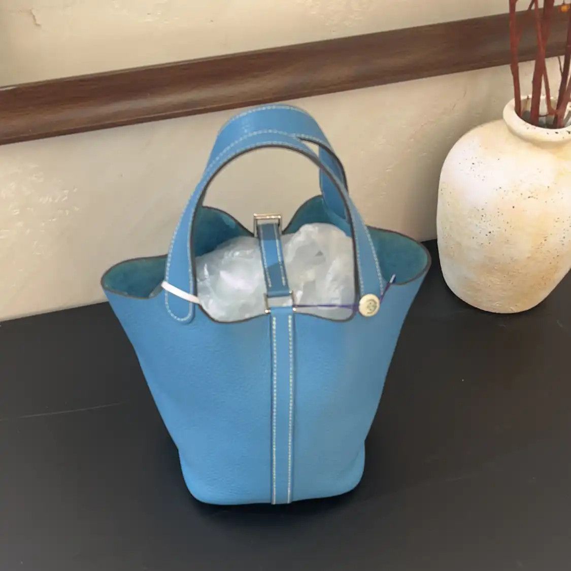 Hermes Hermes Picotin Lock 18 new denim blue Clemence cowhide leather picotin handbag s Size ONE SIZE - 4 Thumbnail
