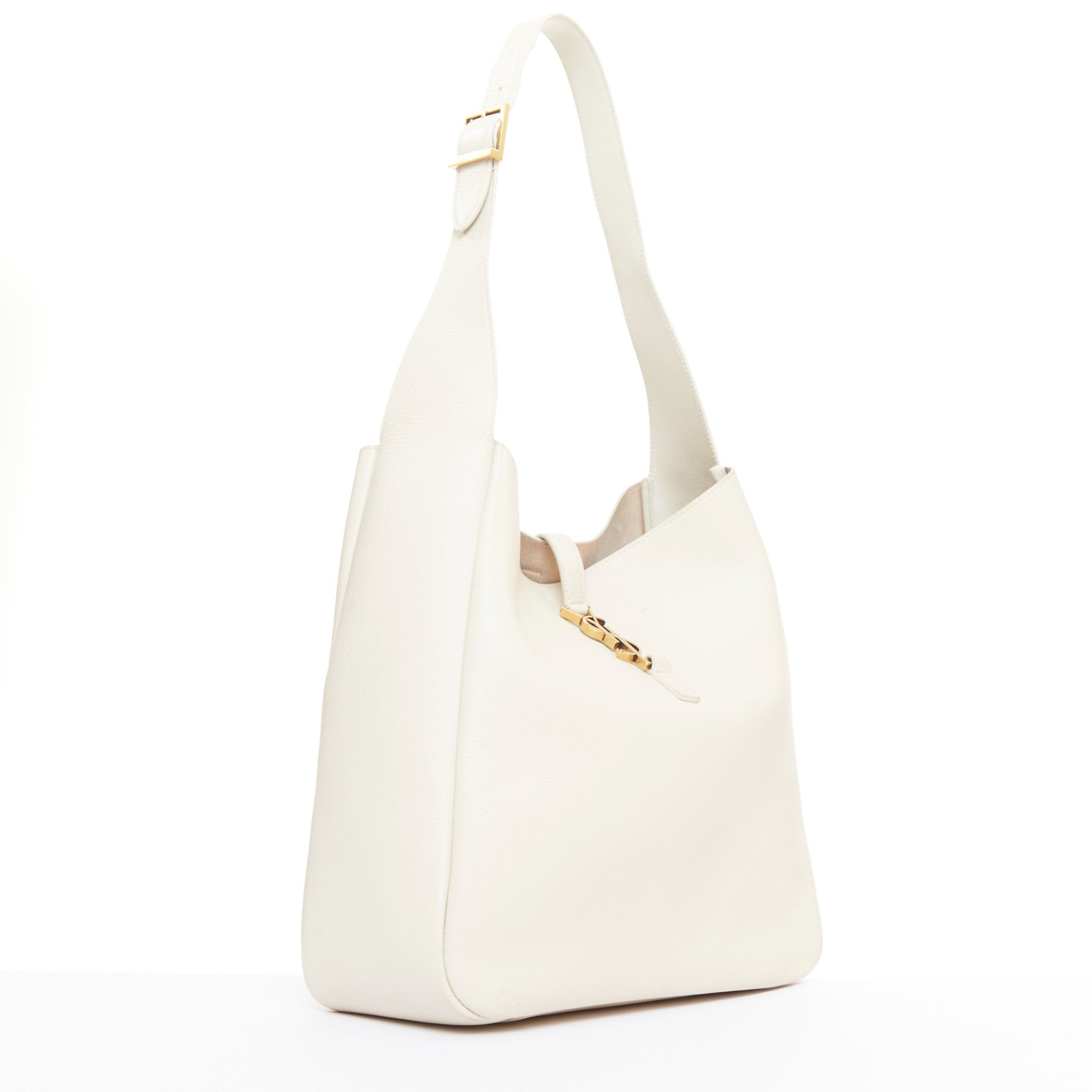 Saint Laurent Paris SAINT LAURENT 2024 Le 5 a 7 off white supple calfskin YSL logo Large hobo tote bag Size ONE SIZE - 3 Thumbnail