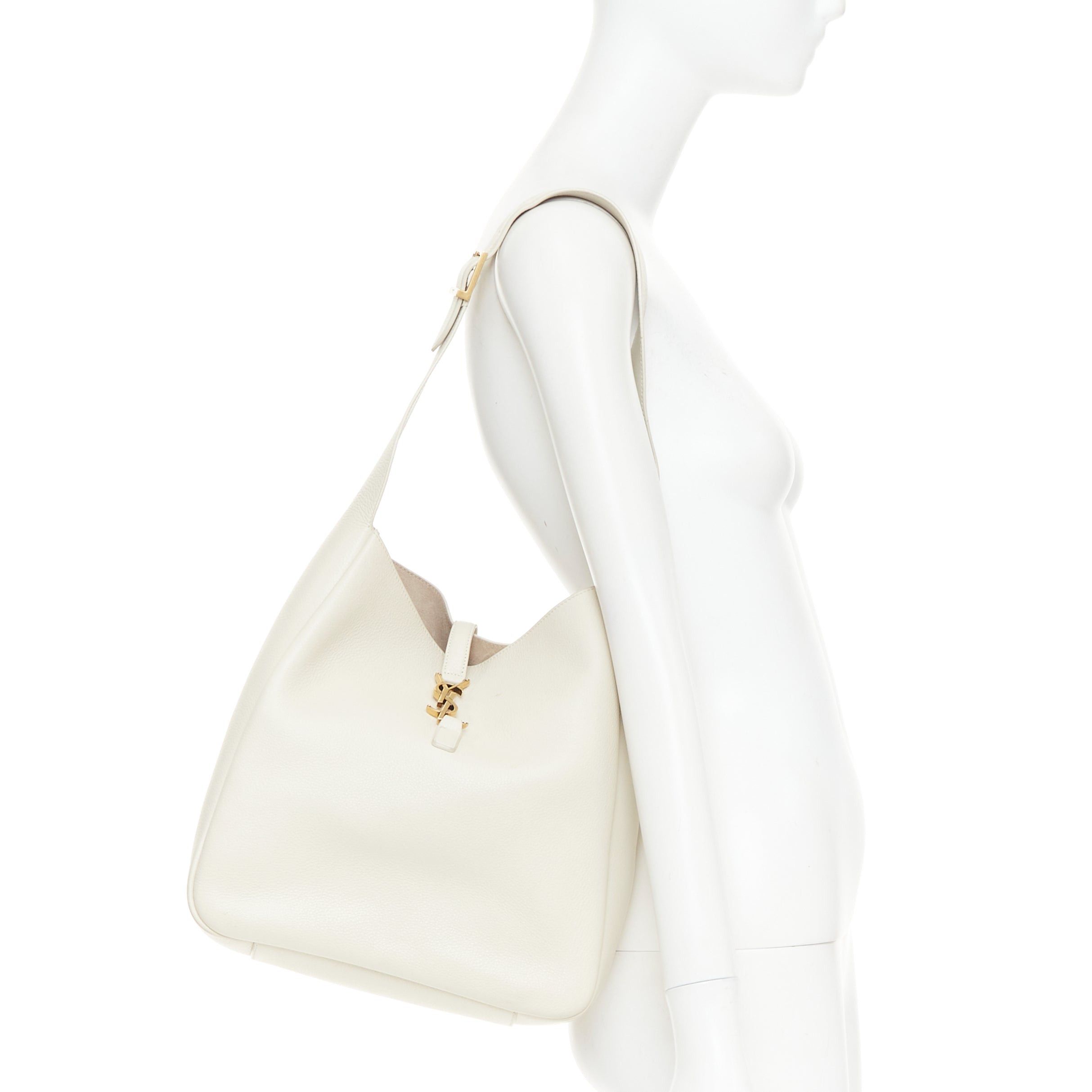 Saint Laurent Paris SAINT LAURENT 2024 Le 5 a 7 off white supple calfskin YSL logo Large hobo tote bag Size ONE SIZE - 2 Thumbnail