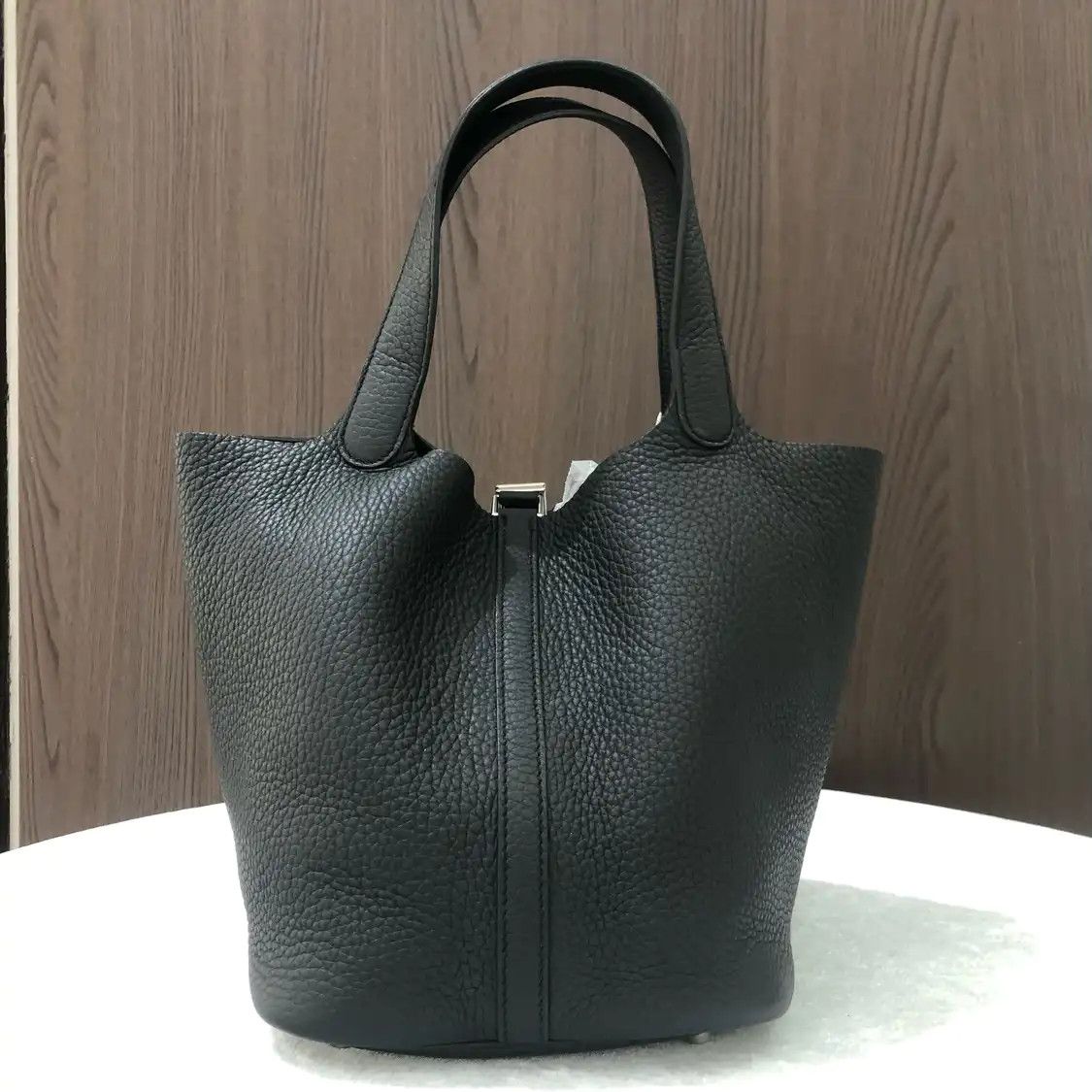 Hermes Hermes Picotin 22 black Clemence cowhide leather picotin handbag silver hardware Size ONE SIZE - 4 Thumbnail
