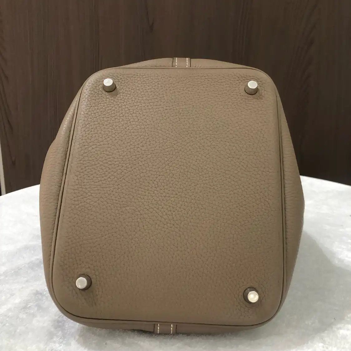 Hermes Hermes Picotin Lock 18 Etoupe Clemence cowhide leather picotin handbag gold hard Size ONE SIZE - 5 Thumbnail