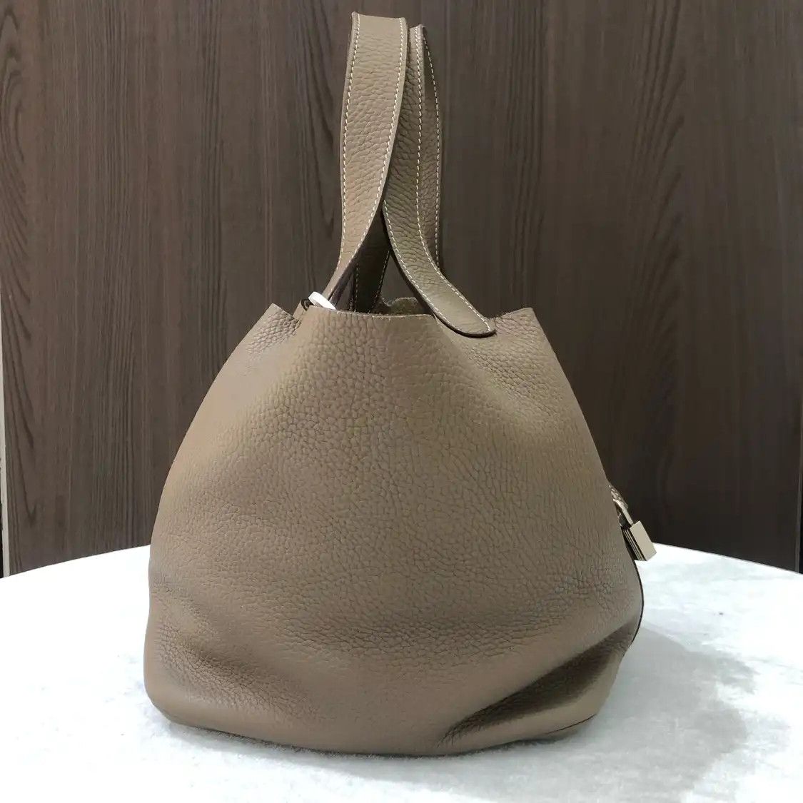 Hermes Hermes Picotin Lock 18 Etoupe Clemence cowhide leather picotin handbag gold hard Size ONE SIZE - 2 Thumbnail