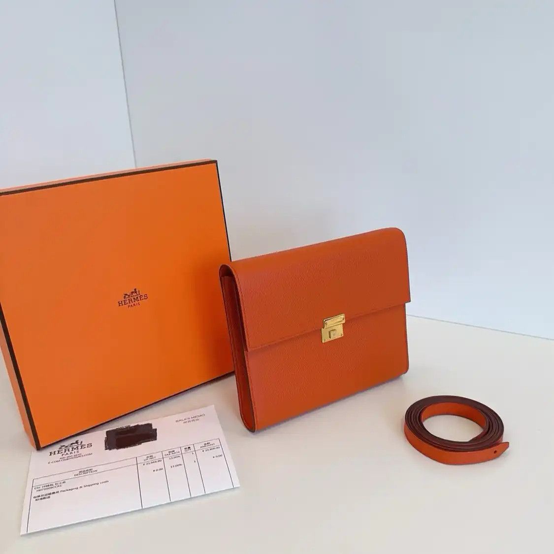 Hermes Hermes Clic 16 orange cowhide leather crossbody bag silver hardware B Size ONE SIZE - 3 Thumbnail