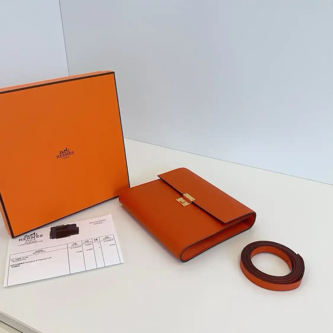 Hermes Hermes Clic 16 orange cowhide leather crossbody bag silver hardware B Size ONE SIZE - 5 Thumbnail