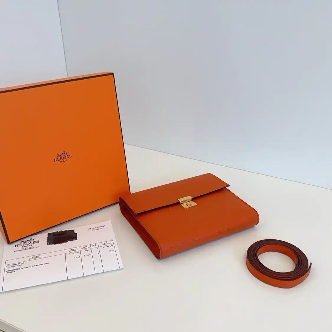 Hermes Hermes Clic 16 orange cowhide leather crossbody bag silver hardware B Size ONE SIZE - 4 Thumbnail