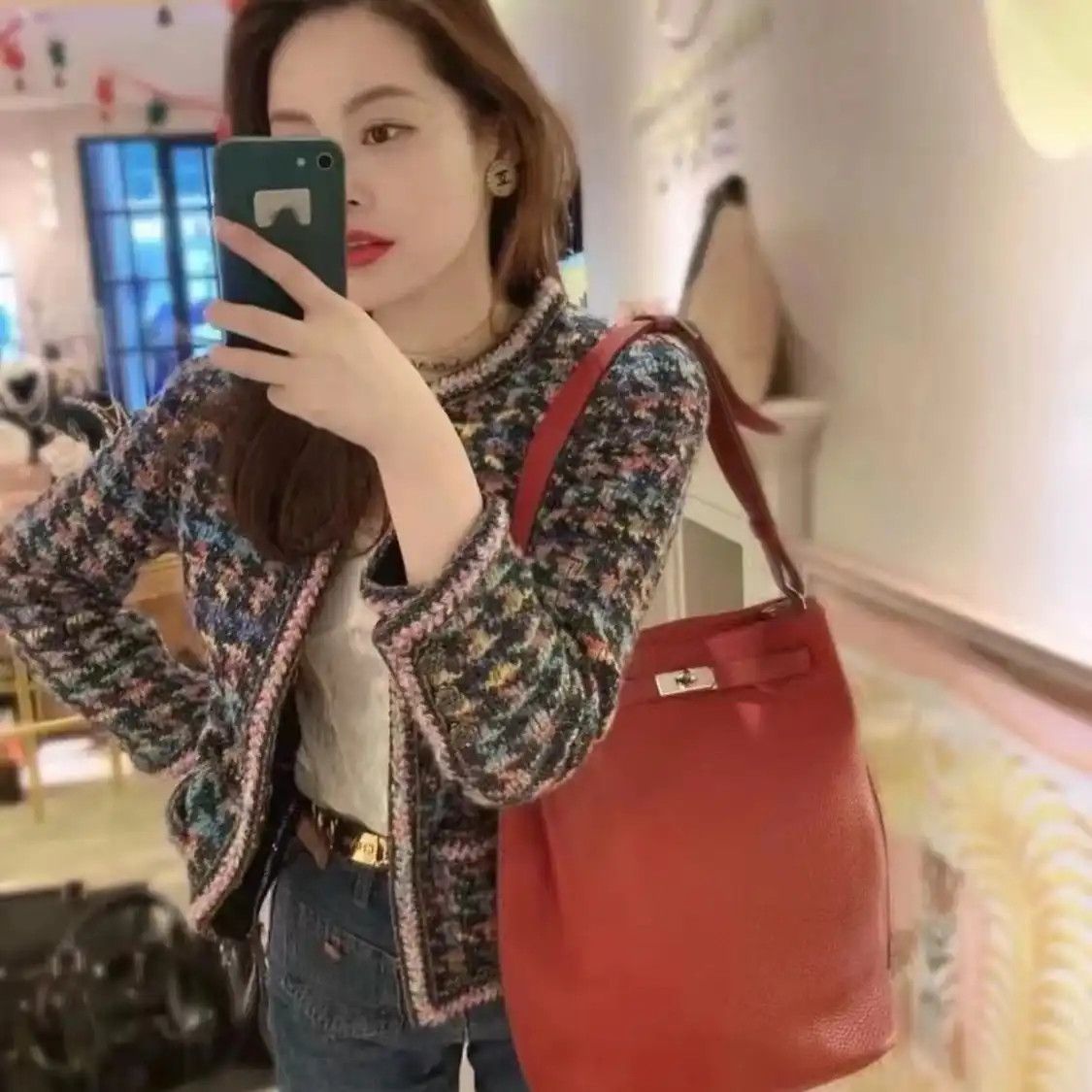 Hermes Hermes So Kelly red cowhide leather crossbody bag silver hardware Size ONE SIZE - 5 Thumbnail