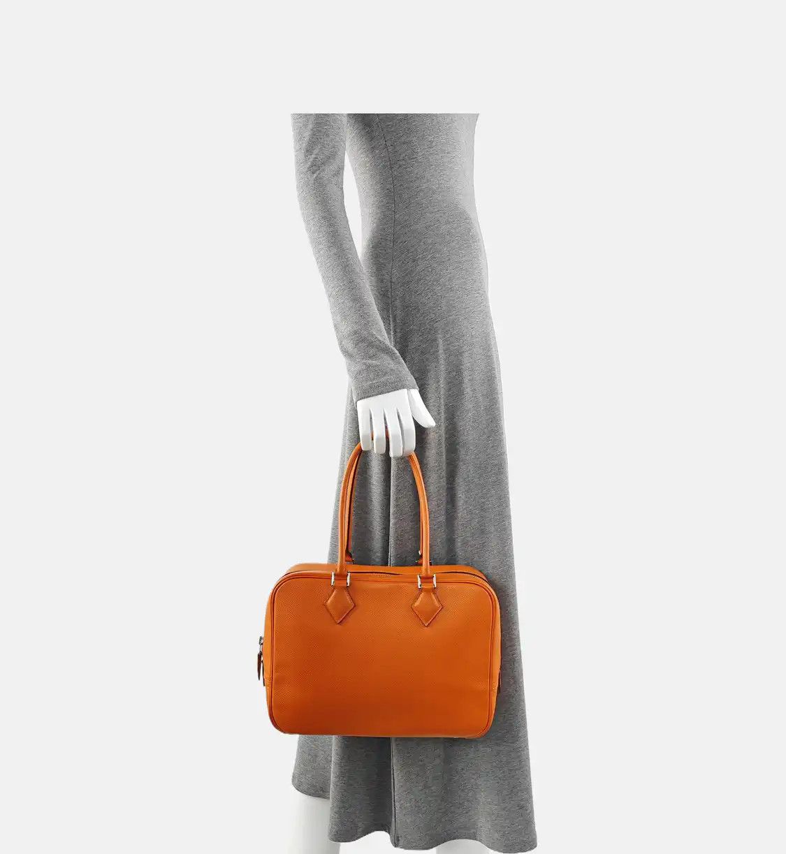 Hermes Hermes Plume 28 Hermes orange Epsom cowhide leather handbag silver hardware Size ONE SIZE - 2 Thumbnail