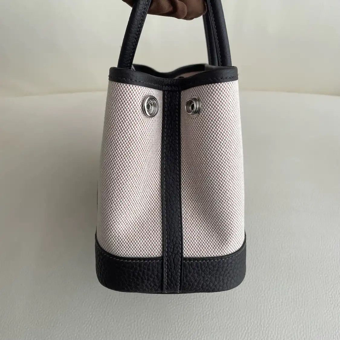Hermes Hermes Garden Party mini milkshake white canvas Garden Party handbag silver hard Size ONE SIZE - 4 Thumbnail
