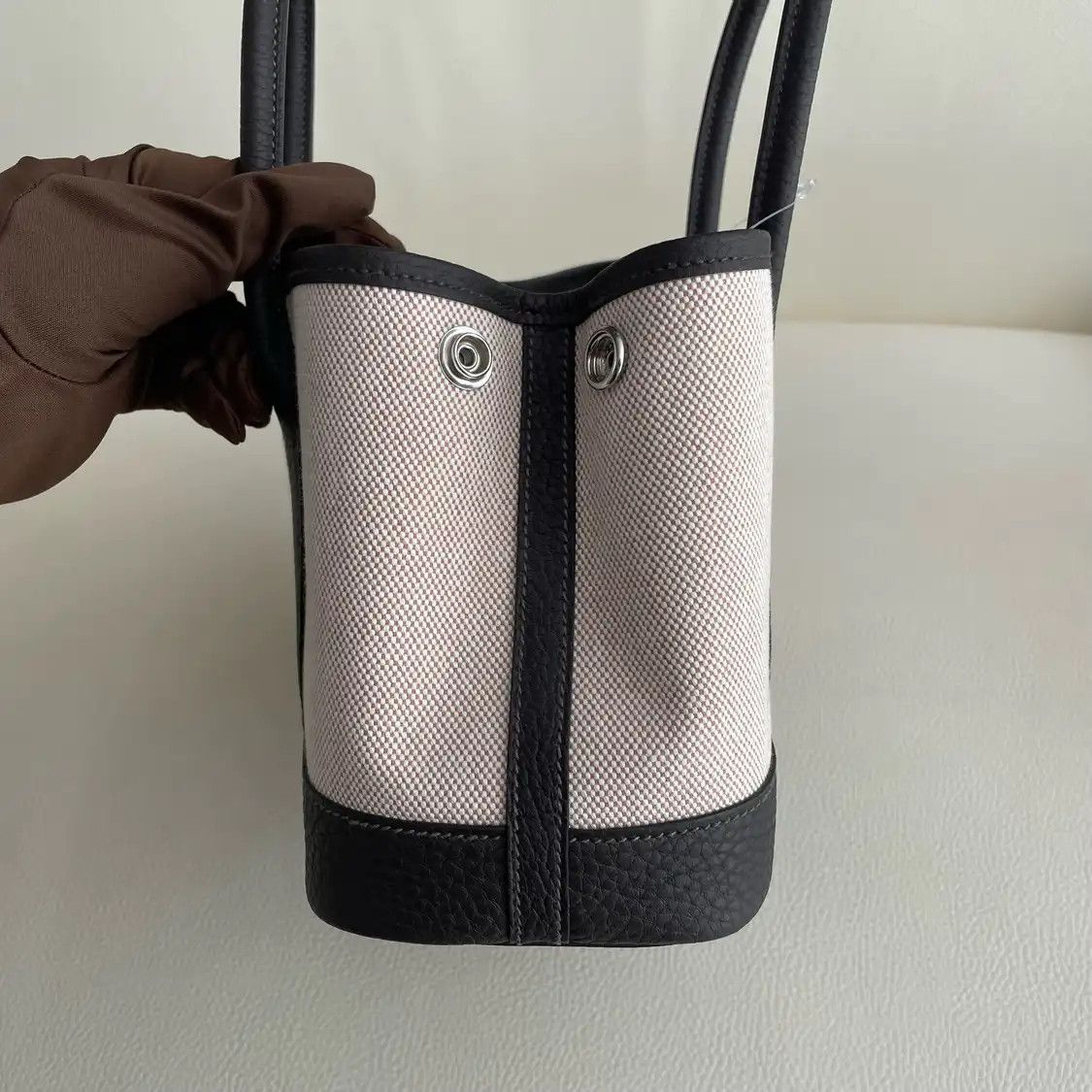 Hermes Hermes Garden Party mini milkshake white canvas Garden Party handbag silver hard Size ONE SIZE - 3 Thumbnail