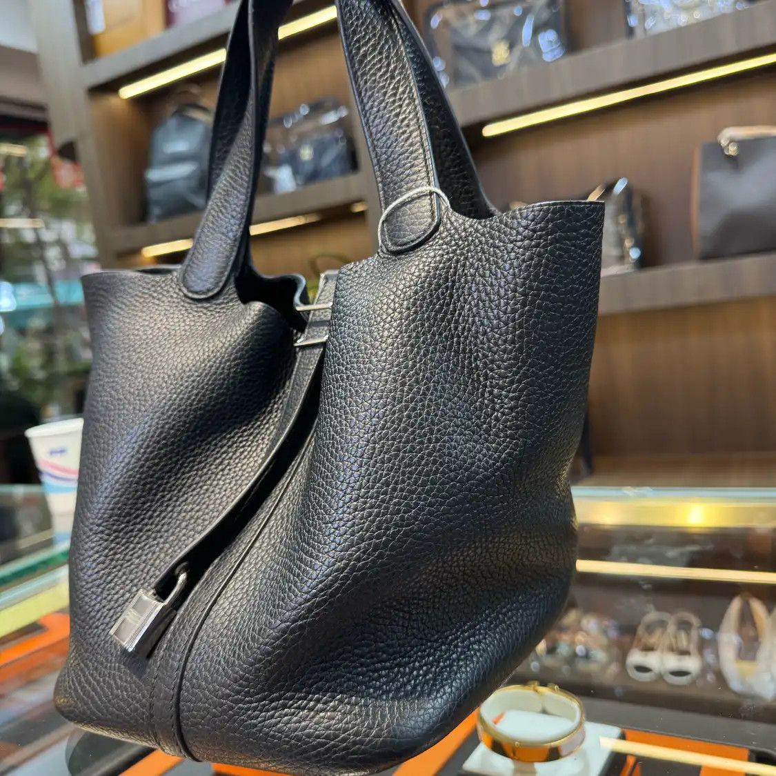Hermes Hermes Picotin Lock 22 black Clemence cowhide leather picotin handbag black hard Size ONE SIZE - 3 Thumbnail
