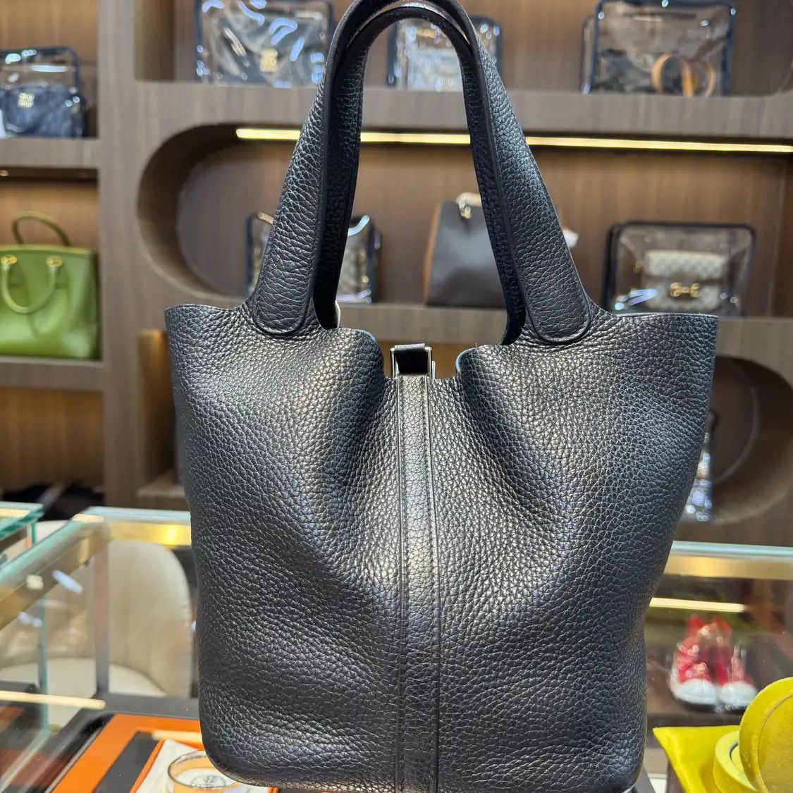 Hermes Hermes Picotin Lock 22 black Clemence cowhide leather picotin handbag black hard Size ONE SIZE - 4 Thumbnail