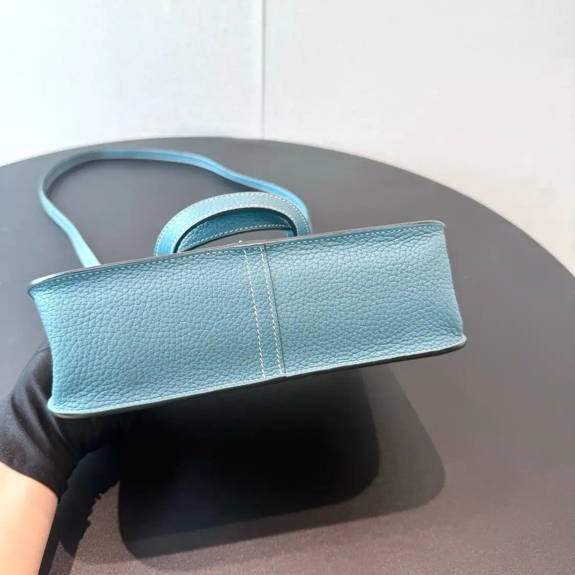 Hermes Hermes Halzan 25 denim blue cowhide leather shoulder bag silver hardware B Size ONE SIZE - 6 Thumbnail
