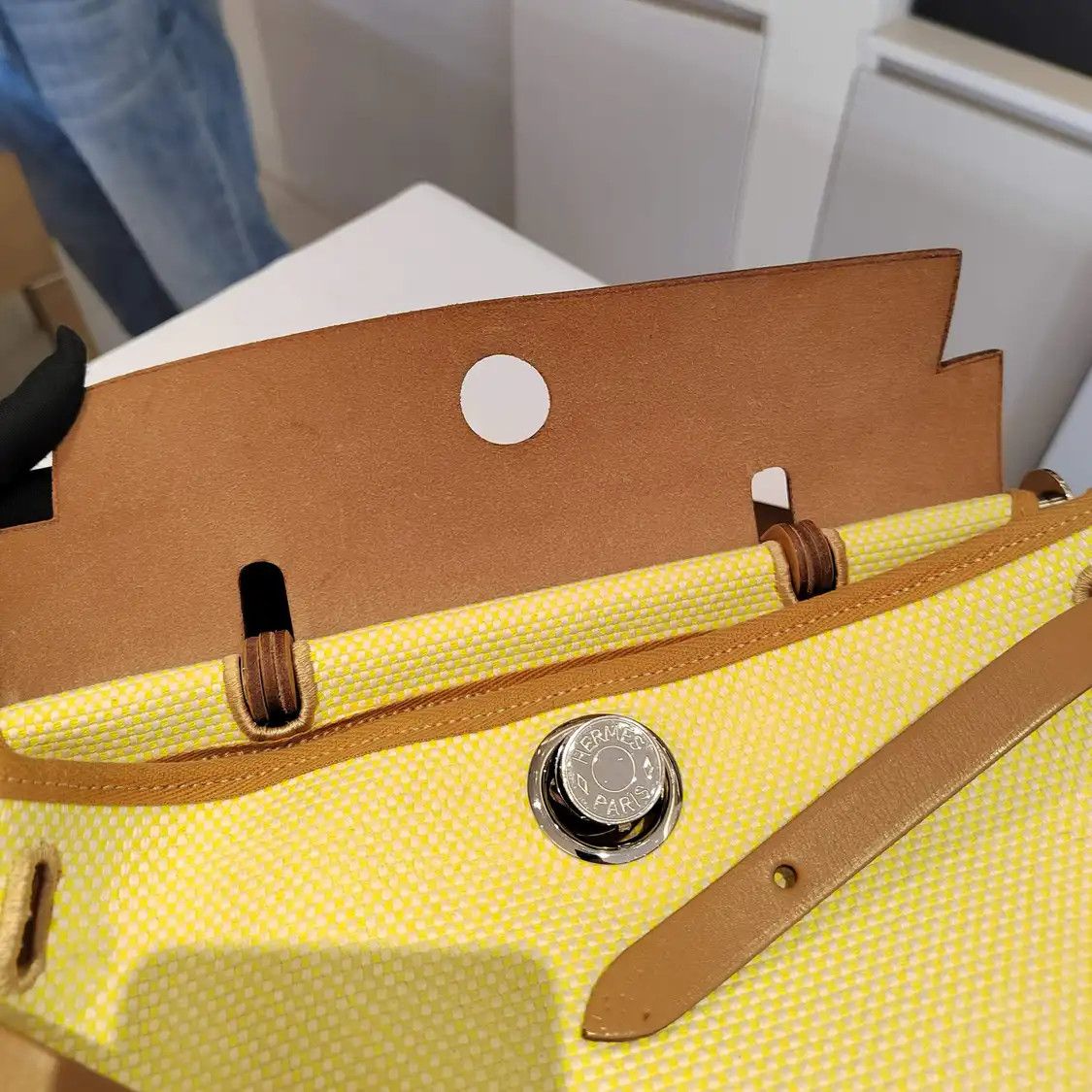 Hermes Hermes Herbag 31 yellow canvas Garden Party crossbody bag silver hardware D Size ONE SIZE - 9 Thumbnail
