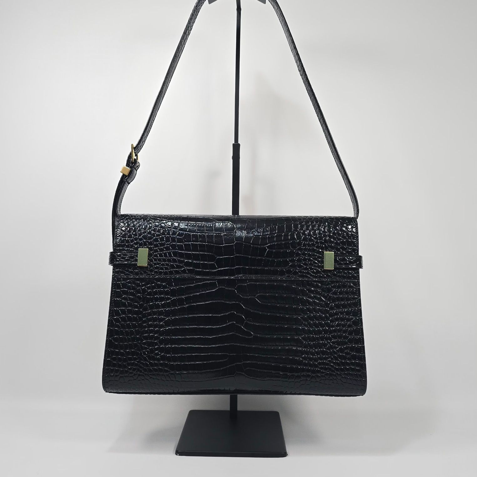 Yves Saint Laurent Manhattan Crocodile Embossed Shiny Leather Shoulder Bag Size ONE SIZE - 4 Thumbnail
