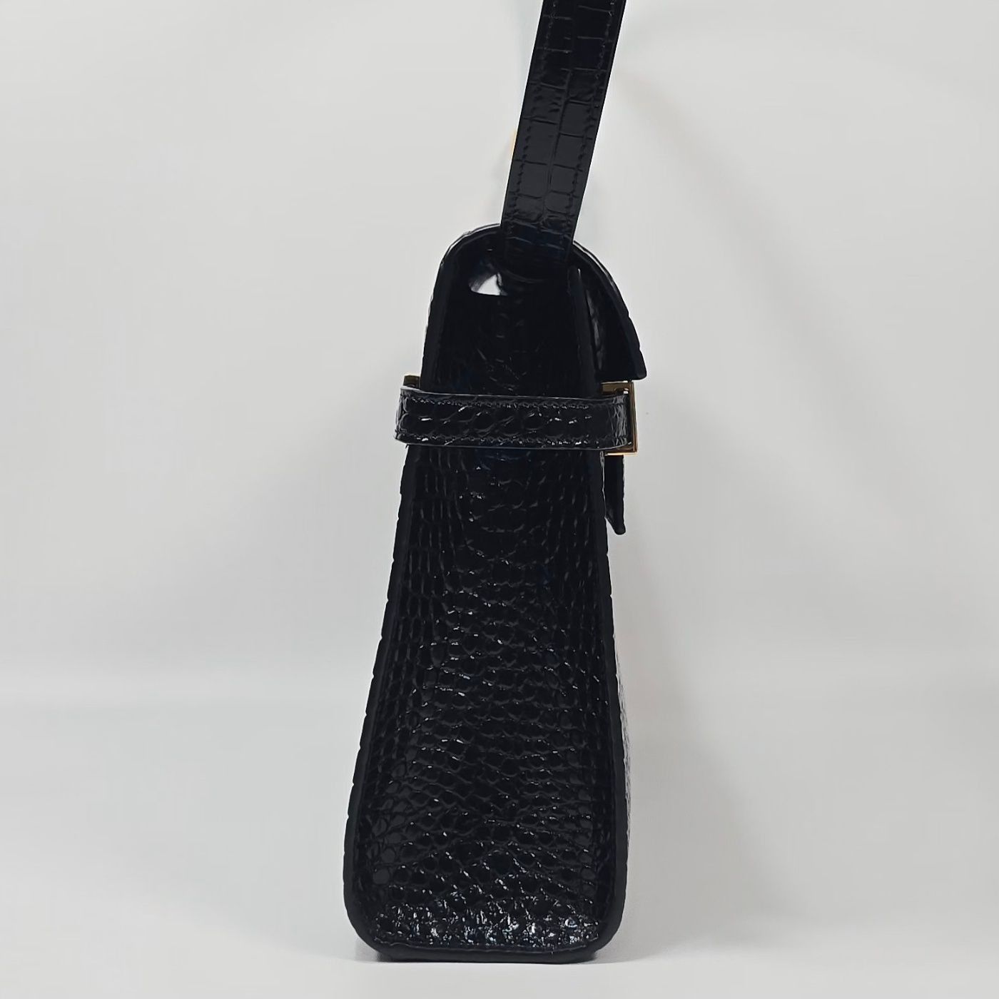 Yves Saint Laurent Manhattan Crocodile Embossed Shiny Leather Shoulder Bag Size ONE SIZE - 5 Thumbnail