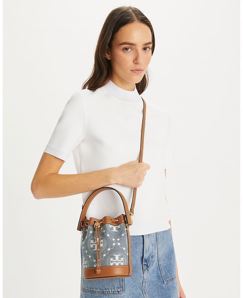 Tory Burch Refurbished Mini Monogram Denim Bucket Bag Size ONE SIZE - 4 Thumbnail