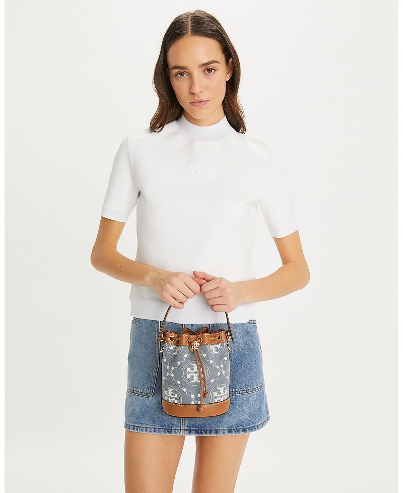 Tory Burch Refurbished Mini Monogram Denim Bucket Bag Size ONE SIZE - 5 Thumbnail