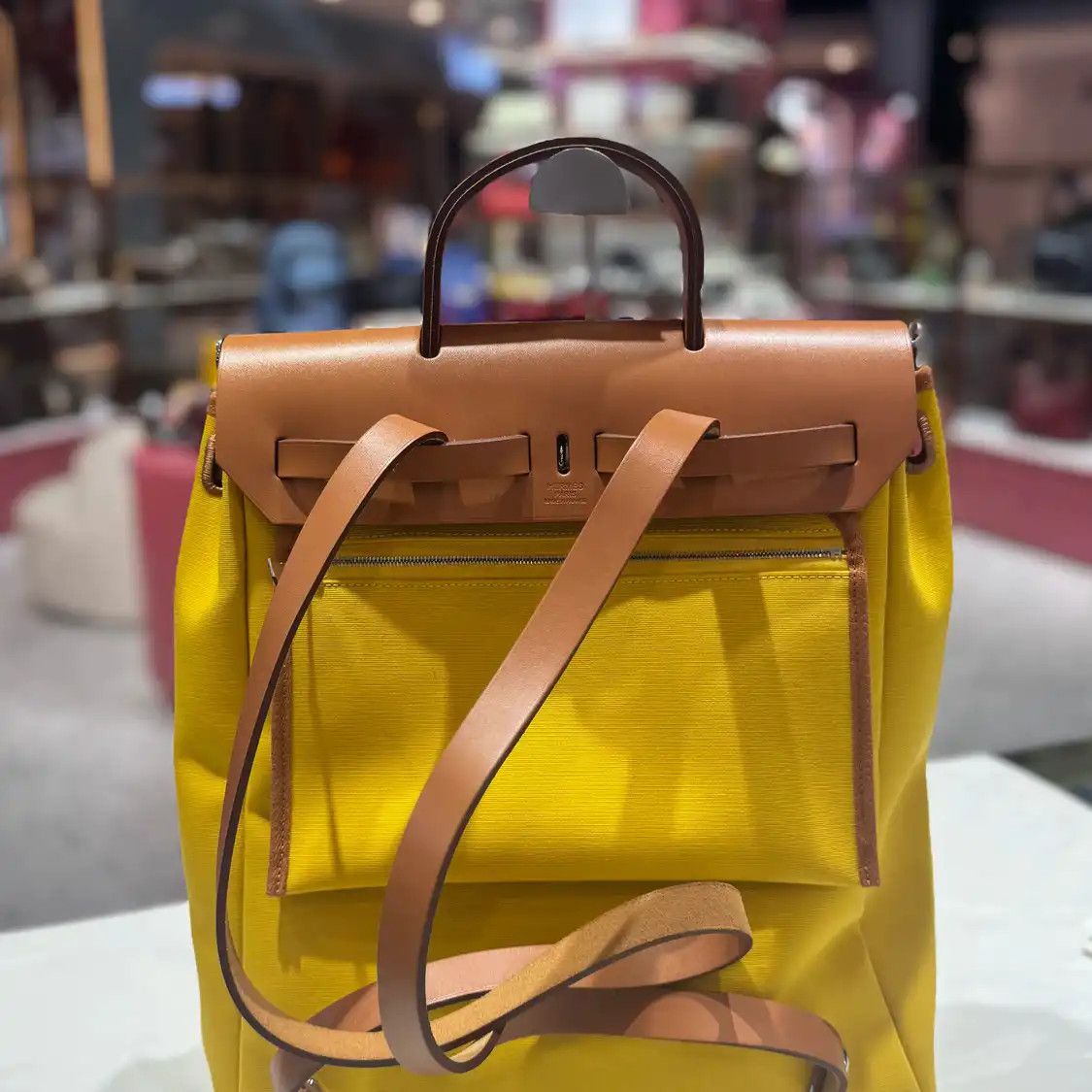 Hermes Hermes Herbag Naples yellow canvas handbag silver hardware Z Size ONE SIZE - 3 Thumbnail
