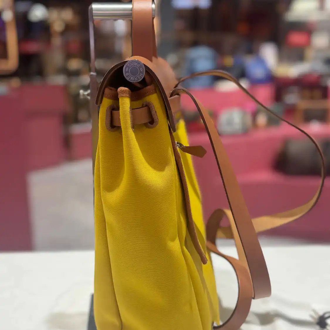 Hermes Hermes Herbag Naples yellow canvas handbag silver hardware Z Size ONE SIZE - 4 Thumbnail