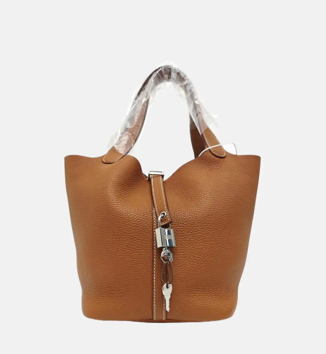 Hermes Hermes Picotin Lock 22 Gold Brown Clemence cowhide leather picotin handbag silve Size ONE SIZE - 8 Thumbnail