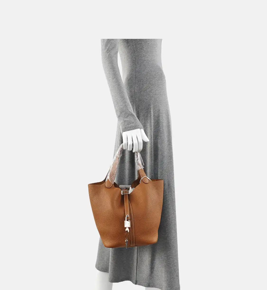 Hermes Hermes Picotin Lock 22 Gold Brown Clemence cowhide leather picotin handbag silve Size ONE SIZE - 2 Thumbnail